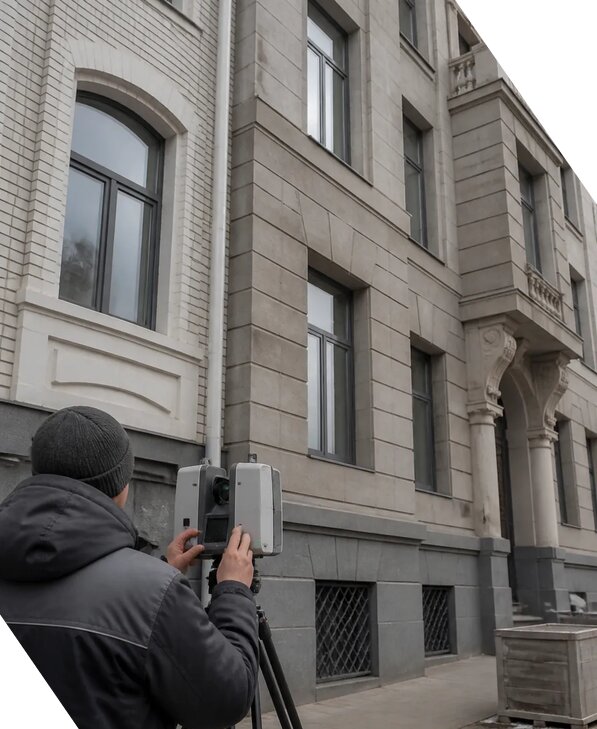 Лазерное сканирование фасадов зданий для обследования в Воркуте